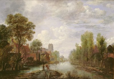Landscape with a canal by Aert van der Neer